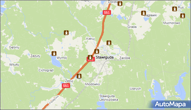 mapa Stawiguda, Stawiguda na mapie Targeo