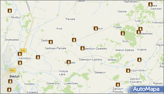 mapa Stawiszyn-Zwalewo, Stawiszyn-Zwalewo na mapie Targeo