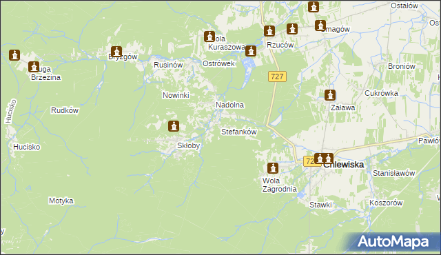 mapa Stefanków gmina Chlewiska, Stefanków gmina Chlewiska na mapie Targeo