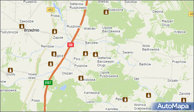 mapa Stefanów Barczewski Drugi, Stefanów Barczewski Drugi na mapie Targeo