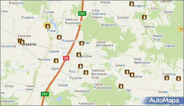 mapa Stefanów Barczewski Pierwszy, Stefanów Barczewski Pierwszy na mapie Targeo