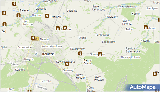 mapa Stefanów gmina Koluszki, Stefanów gmina Koluszki na mapie Targeo