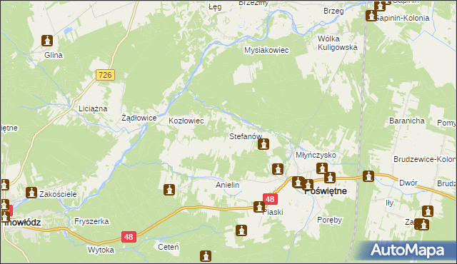 mapa Stefanów gmina Poświętne, Stefanów gmina Poświętne na mapie Targeo