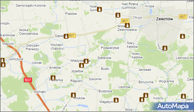 mapa Stefanów gmina Żelechów, Stefanów gmina Żelechów na mapie Targeo