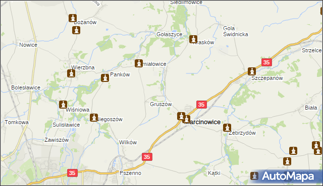 mapa Stefanowice gmina Marcinowice, Stefanowice gmina Marcinowice na mapie Targeo