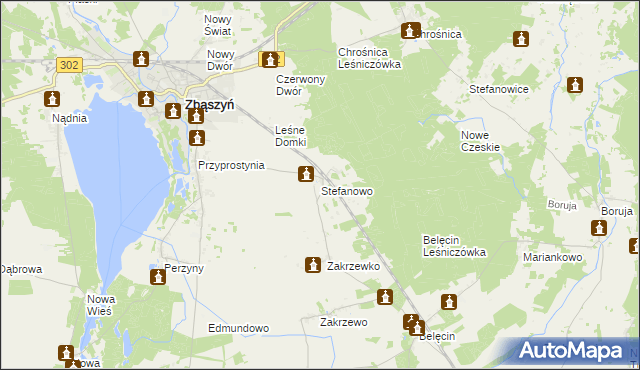 mapa Stefanowo gmina Zbąszyń, Stefanowo gmina Zbąszyń na mapie Targeo