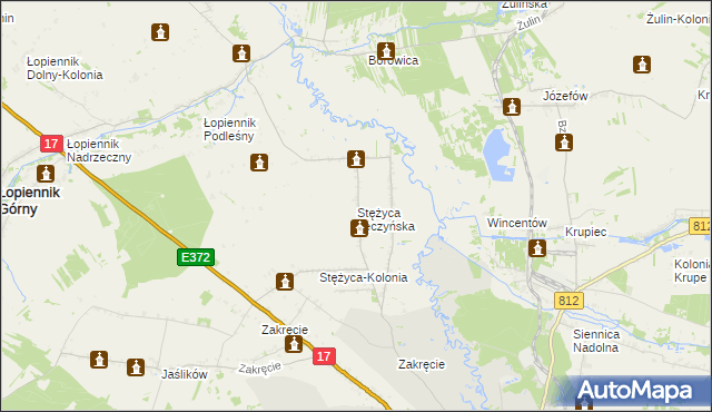 mapa Stężyca Łęczyńska, Stężyca Łęczyńska na mapie Targeo