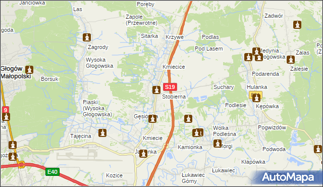 mapa Stobierna gmina Trzebownisko, Stobierna gmina Trzebownisko na mapie Targeo