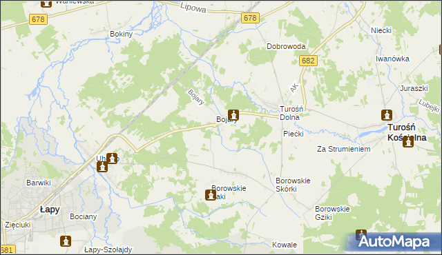 mapa Stoczki gmina Turośń Kościelna, Stoczki gmina Turośń Kościelna na mapie Targeo