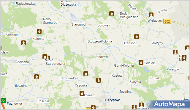 mapa Stodzew, Stodzew na mapie Targeo