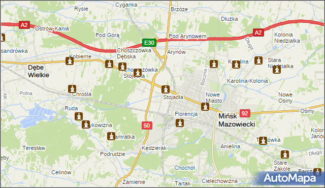 mapa Stojadła, Stojadła na mapie Targeo