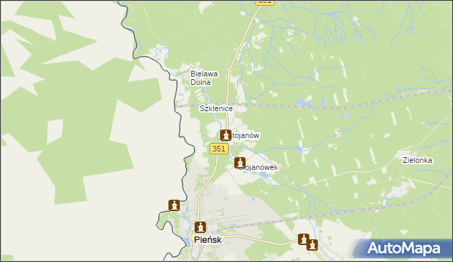 mapa Stojanów gmina Pieńsk, Stojanów gmina Pieńsk na mapie Targeo