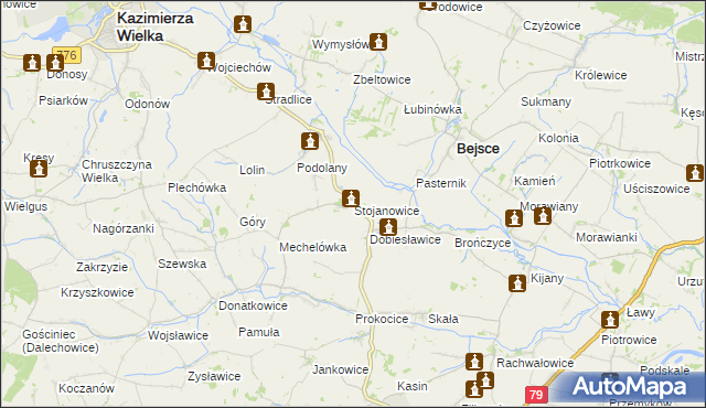 mapa Stojanowice, Stojanowice na mapie Targeo