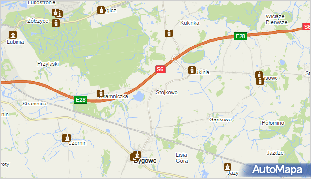 mapa Stojkowo, Stojkowo na mapie Targeo