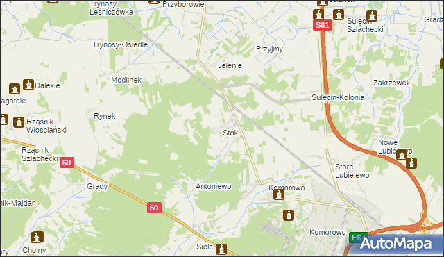 mapa Stok gmina Ostrów Mazowiecka, Stok gmina Ostrów Mazowiecka na mapie Targeo