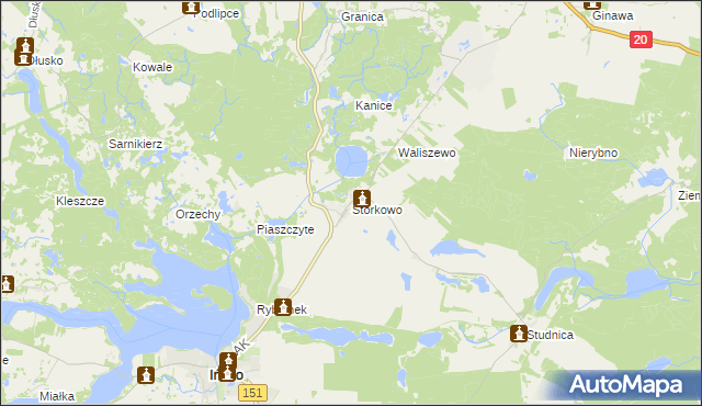 mapa Storkowo gmina Ińsko, Storkowo gmina Ińsko na mapie Targeo