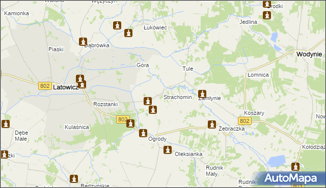 mapa Strachomin, Strachomin na mapie Targeo