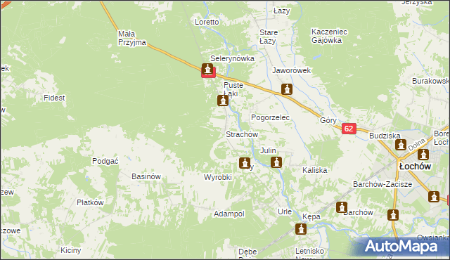 mapa Strachów gmina Jadów, Strachów gmina Jadów na mapie Targeo