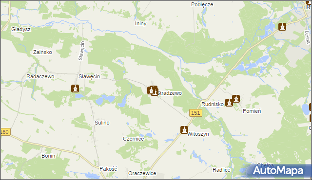 mapa Stradzewo gmina Choszczno, Stradzewo gmina Choszczno na mapie Targeo