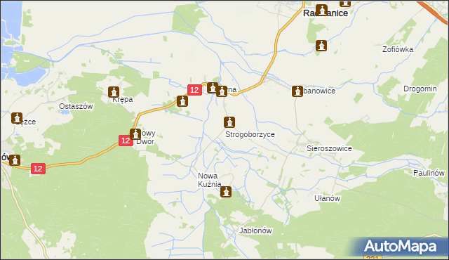 mapa Strogoborzyce, Strogoborzyce na mapie Targeo