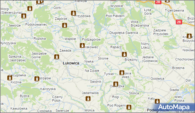 mapa Stronie gmina Łukowica, Stronie gmina Łukowica na mapie Targeo