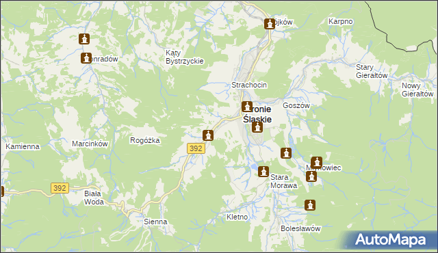 mapa Stronie Śląskie powiat kłodzki, Stronie Śląskie powiat kłodzki na mapie Targeo