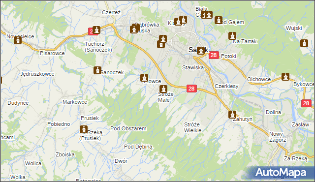 mapa Stróże Małe, Stróże Małe na mapie Targeo