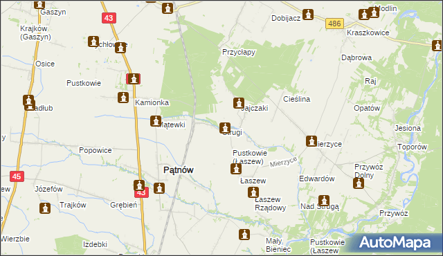 mapa Strugi gmina Wierzchlas, Strugi gmina Wierzchlas na mapie Targeo