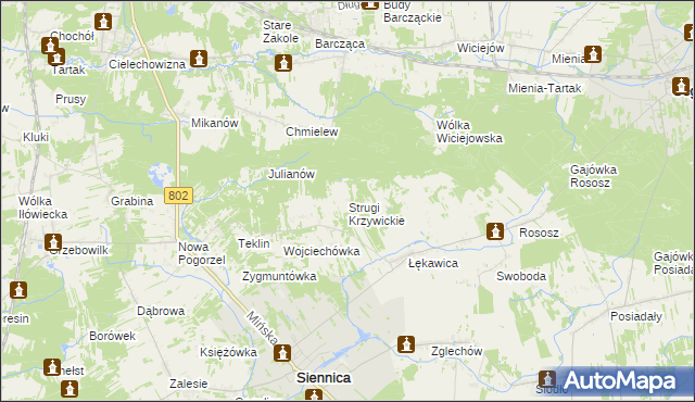 mapa Strugi Krzywickie, Strugi Krzywickie na mapie Targeo