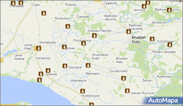 mapa Strupczewo Duże, Strupczewo Duże na mapie Targeo