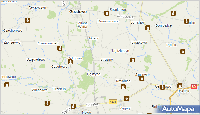 mapa Strusino, Strusino na mapie Targeo