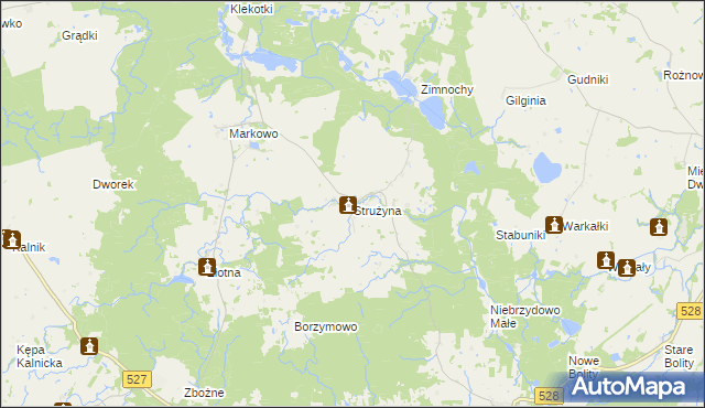 mapa Strużyna gmina Morąg, Strużyna gmina Morąg na mapie Targeo