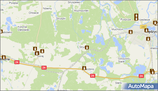 mapa Strychy, Strychy na mapie Targeo