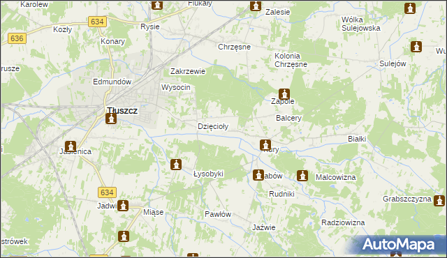 mapa Stryjki gmina Tłuszcz, Stryjki gmina Tłuszcz na mapie Targeo