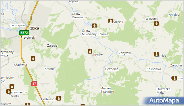 mapa Stryjów, Stryjów na mapie Targeo