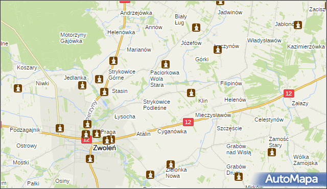 mapa Strykowice Błotne, Strykowice Błotne na mapie Targeo