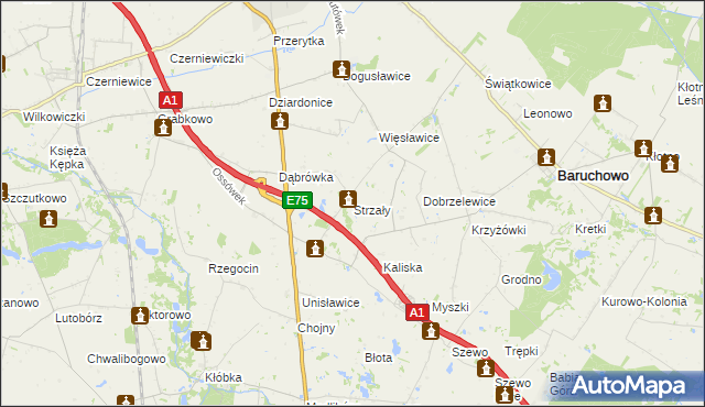 mapa Strzały, Strzały na mapie Targeo