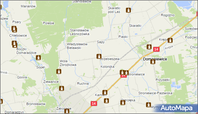 mapa Strzebieszew, Strzebieszew na mapie Targeo