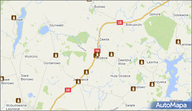 mapa Strzelce gmina Łasin, Strzelce gmina Łasin na mapie Targeo