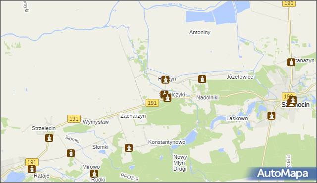 mapa Strzelczyki, Strzelczyki na mapie Targeo