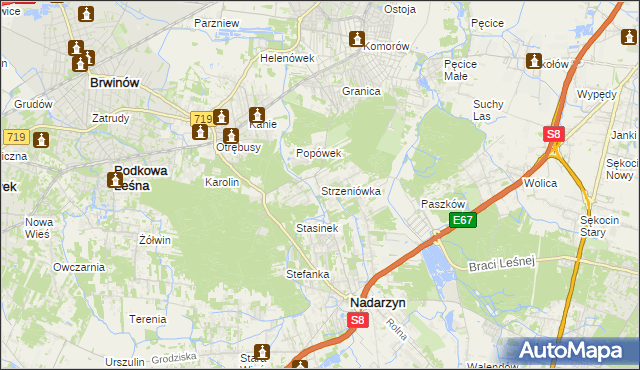 mapa Strzeniówka, Strzeniówka na mapie Targeo