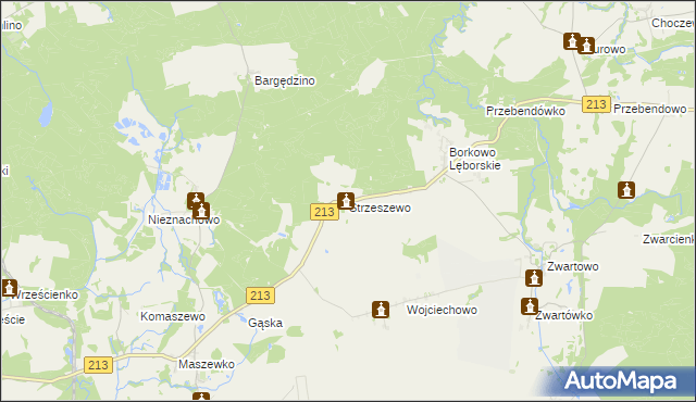 mapa Strzeszewo gmina Wicko, Strzeszewo gmina Wicko na mapie Targeo