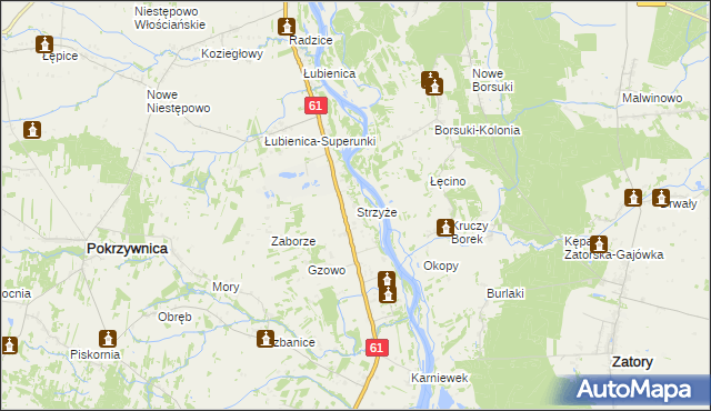 mapa Strzyże gmina Pokrzywnica, Strzyże gmina Pokrzywnica na mapie Targeo