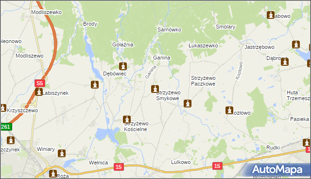 mapa Strzyżewo Smykowe, Strzyżewo Smykowe na mapie Targeo