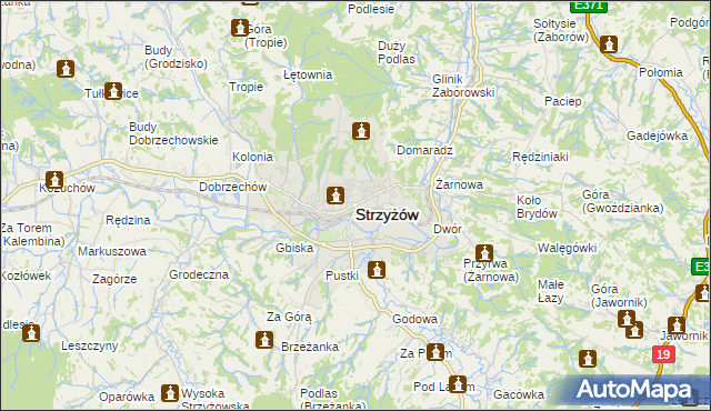 mapa Strzyżów, Strzyżów na mapie Targeo