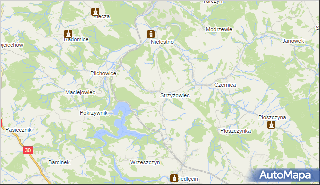 mapa Strzyżowiec gmina Wleń, Strzyżowiec gmina Wleń na mapie Targeo