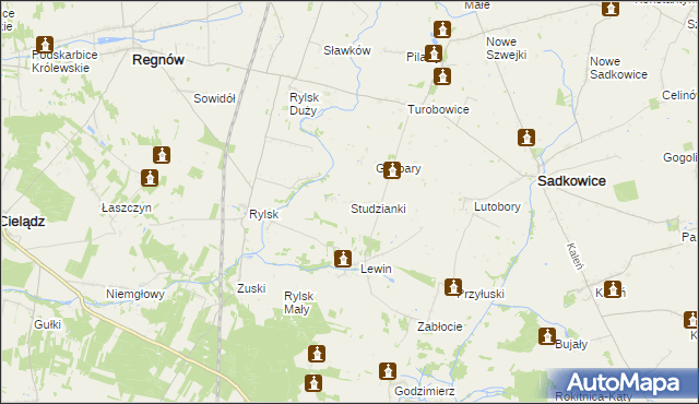 mapa Studzianki gmina Sadkowice, Studzianki gmina Sadkowice na mapie Targeo