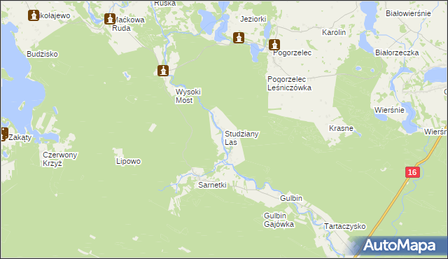 mapa Studziany Las, Studziany Las na mapie Targeo