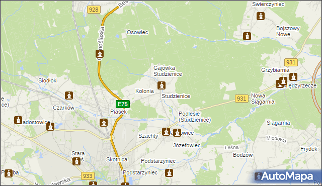 mapa Studzienice gmina Pszczyna, Studzienice gmina Pszczyna na mapie Targeo