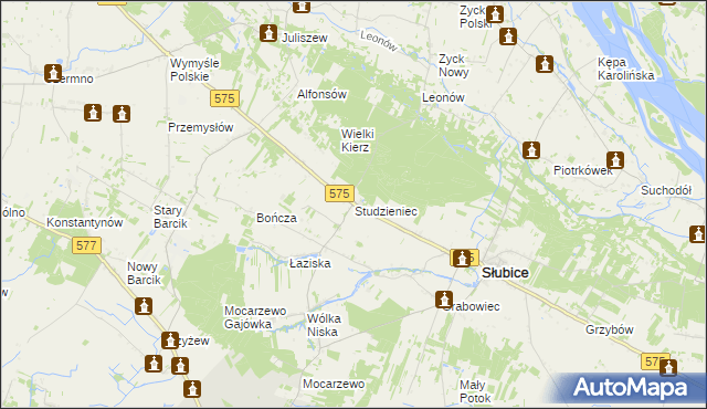 mapa Studzieniec gmina Słubice, Studzieniec gmina Słubice na mapie Targeo